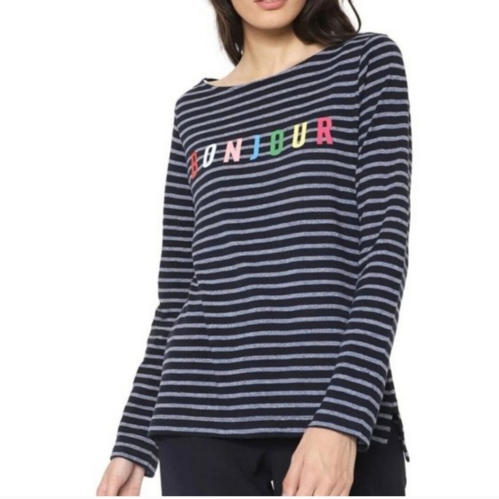 BANANA REPUBLIC Blue striped rainbow Bonjour long sleeve sz small